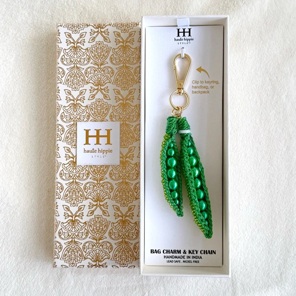 Haute Hippie Beaded Green Peas Bag Charm - Picture 1 of 4